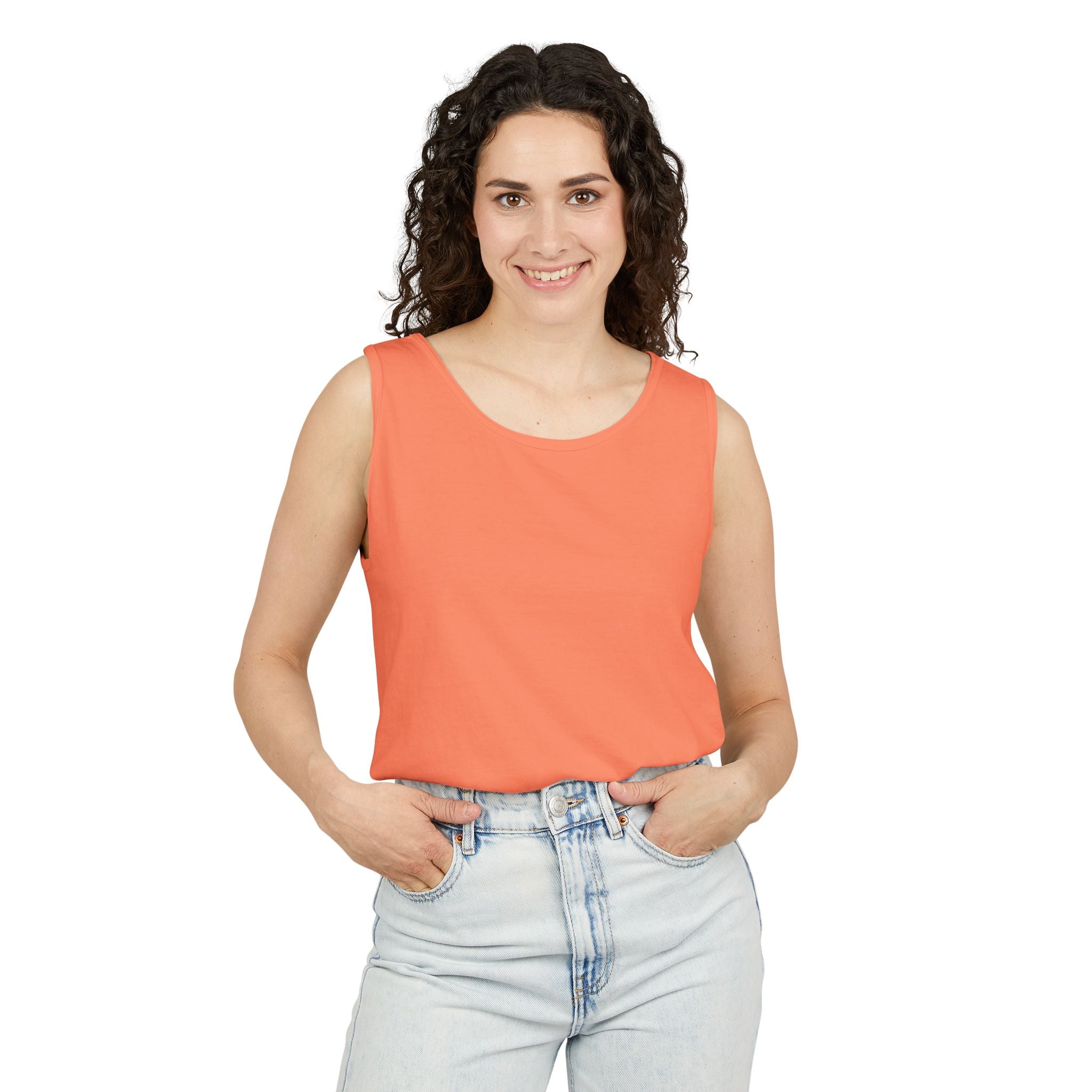 Plain White Tank Top — Lightweight Unisex Garment-Dyed Sleeveless Tee
