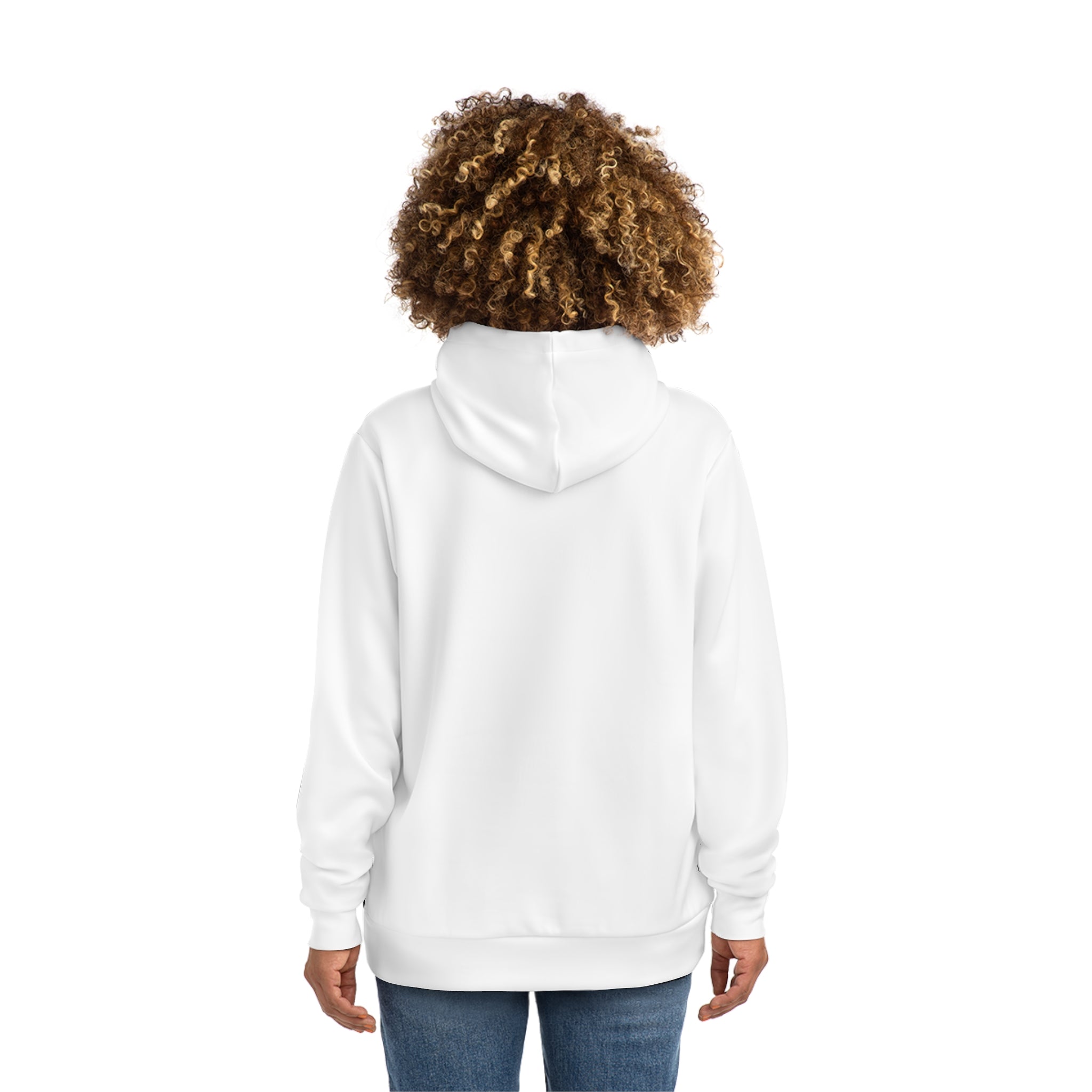 All-Over Print Fashion Hoodie – Customizable Blank White Streetwear Pullover