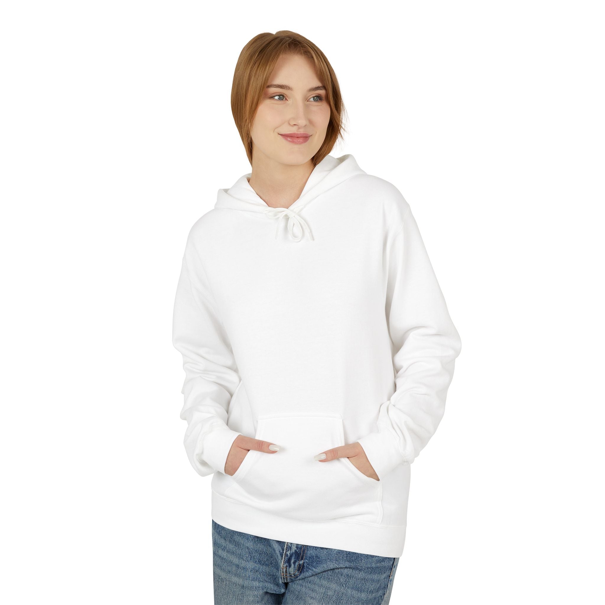 Classic White Fleece Hoodie – Soft Midweight Pullover