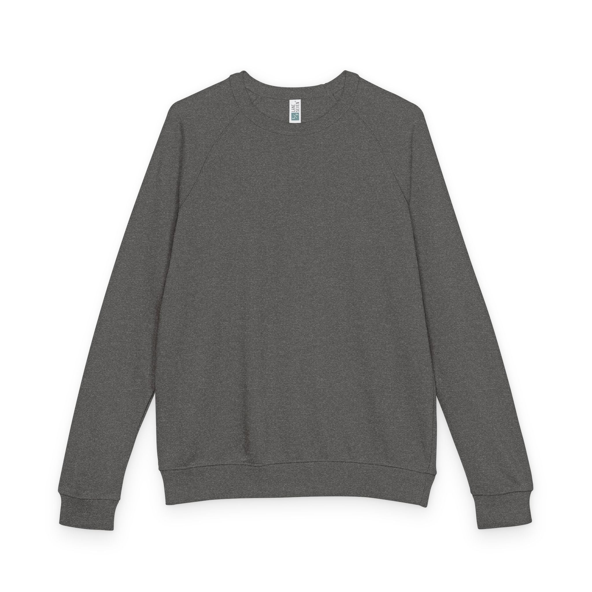 Heather Charcoal Raglan Crewneck Sweatshirt — Lightweight French Terry Pullover