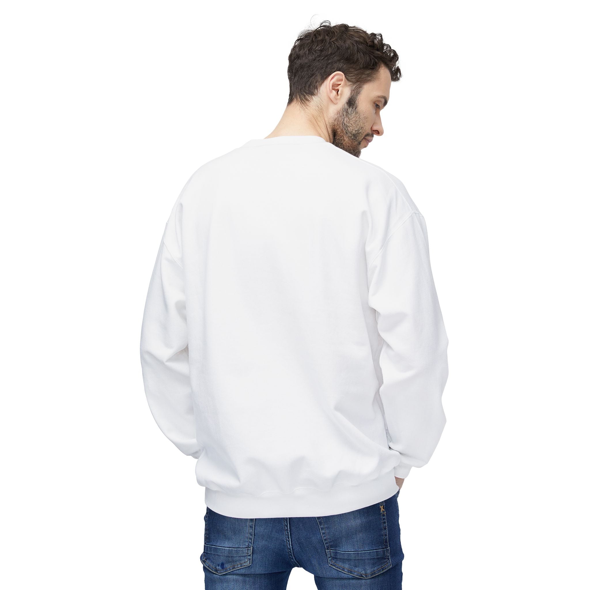 Classic White Crewneck Sweatshirt — Unisex Midweight Fleece