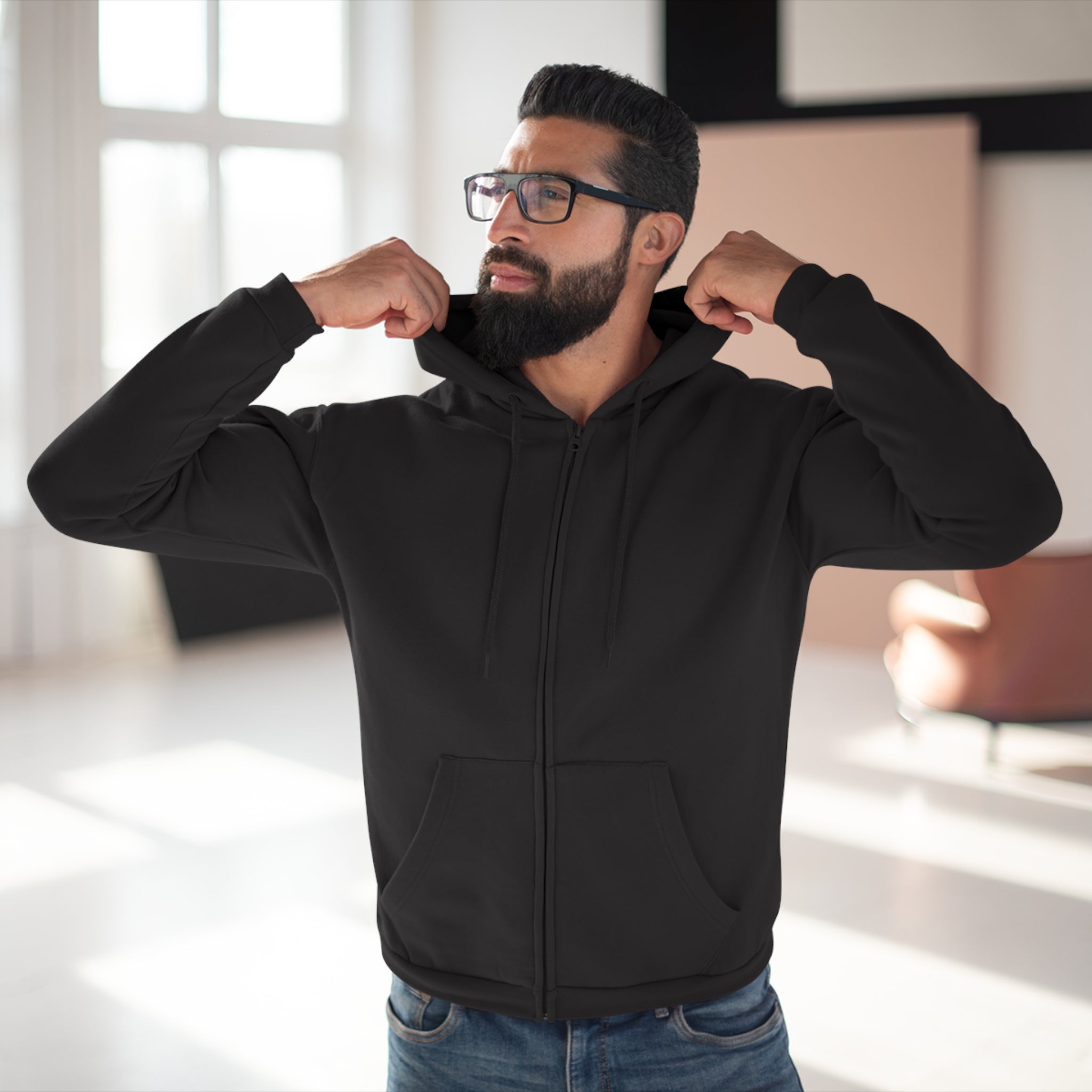 Zip Hoodie — Classic Navy Full‑Zip Hooded Sweatshirt