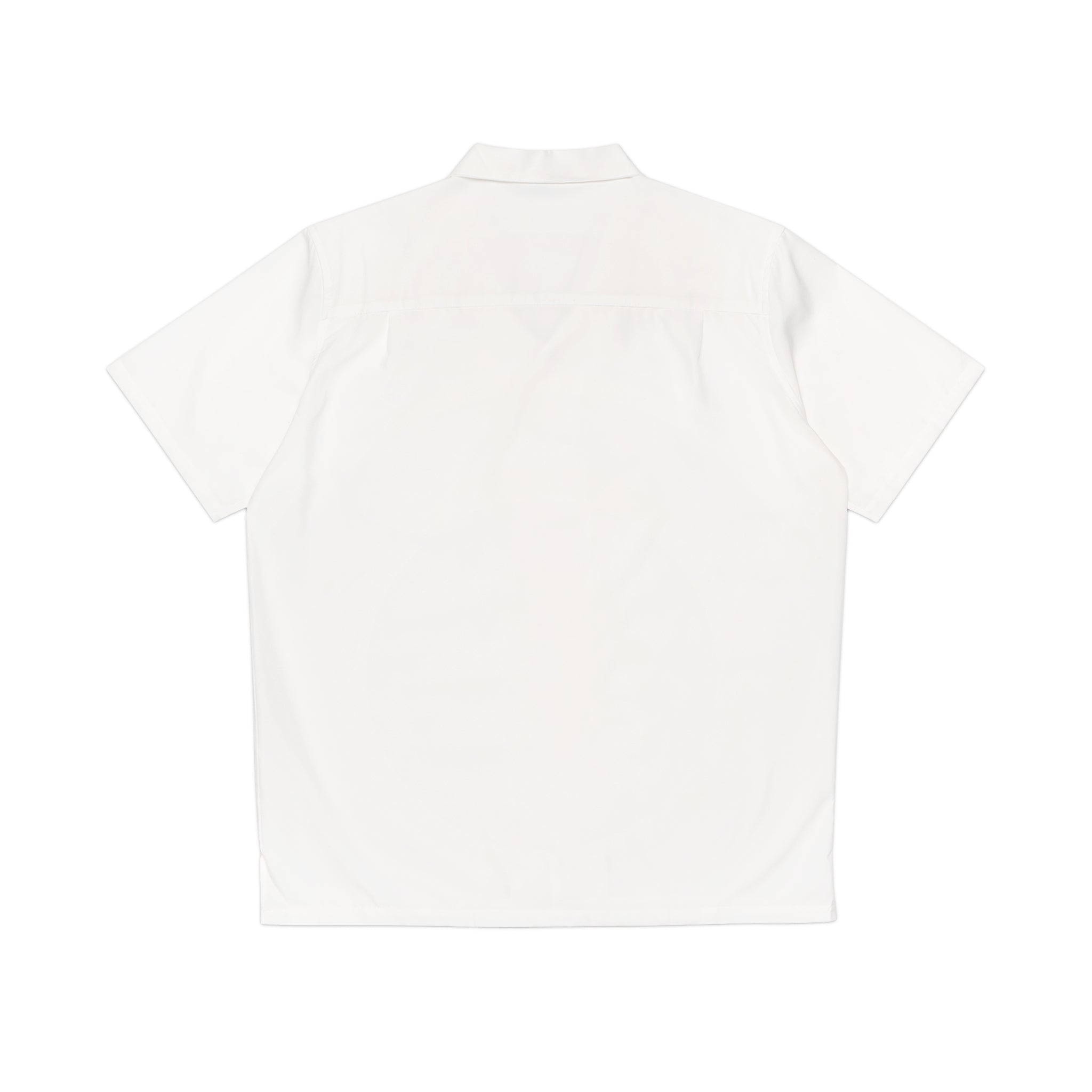 Men's White Hawaiian Shirt — Classic Camp-Collar AOP Button-Up