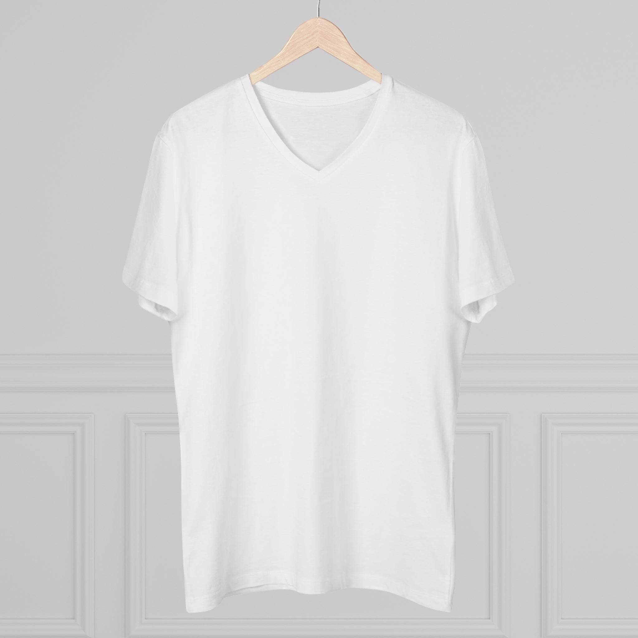 Men’s V-Neck Tee — Classic White Presenter Shirt