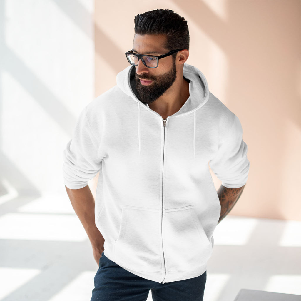 Classic White Zip Hoodie - Plain Full-Zip Hooded Sweatshirt