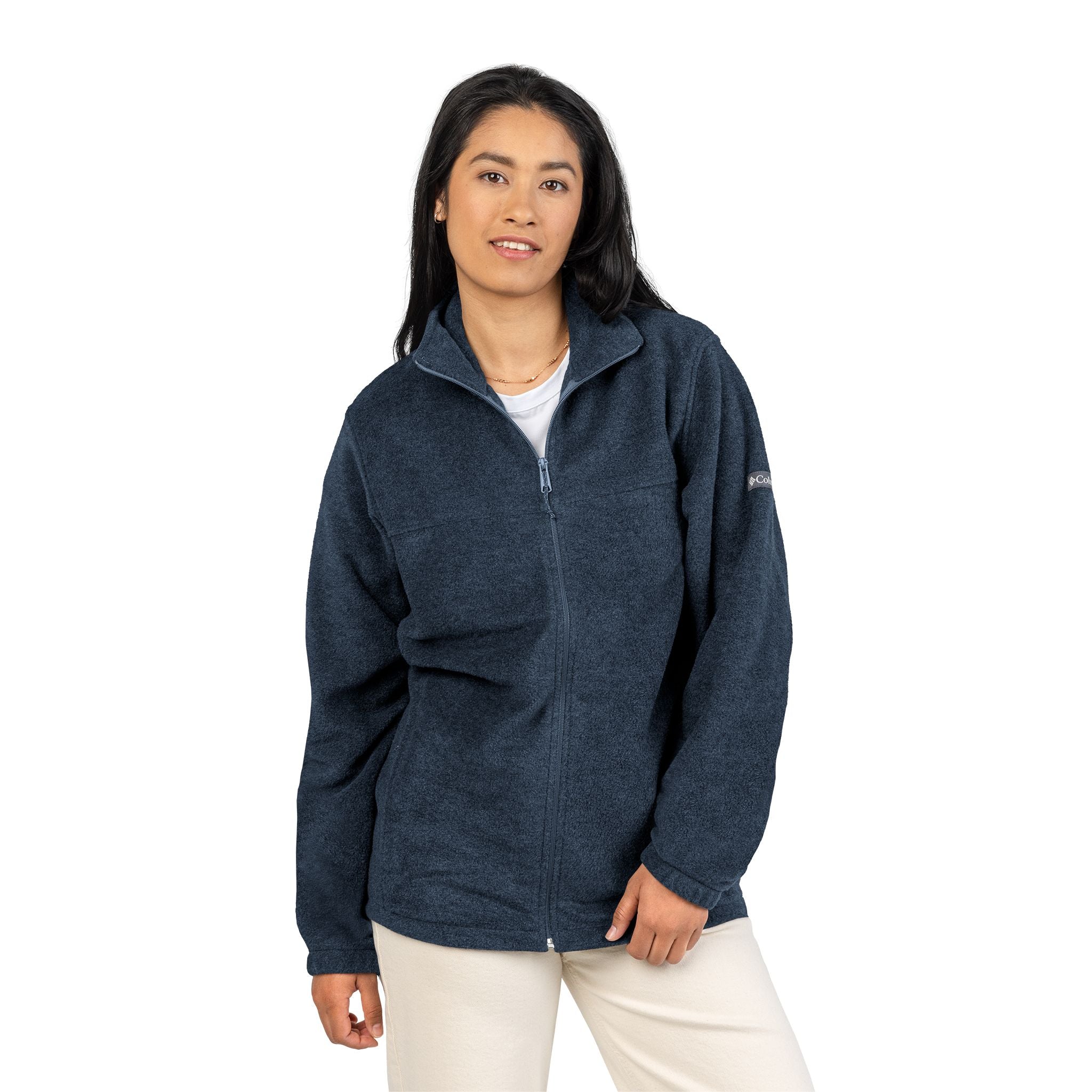 Embroidered Columbia Fleece Jacket - Classic Charcoal Zip-Up
