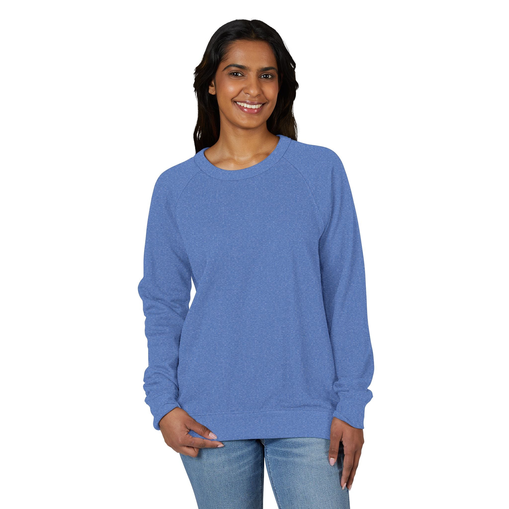 Heather Charcoal Raglan Crewneck Sweatshirt — Lightweight French Terry Pullover