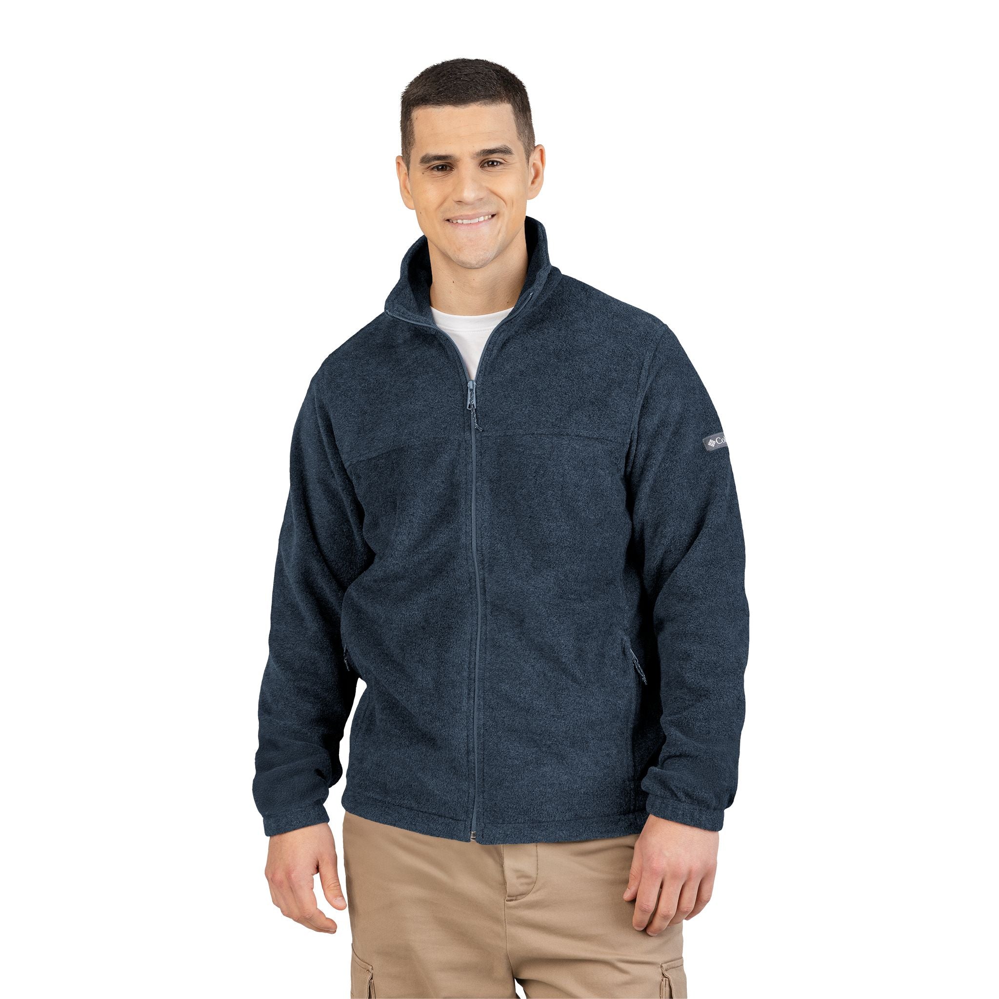 Embroidered Columbia Fleece Jacket - Classic Charcoal Zip-Up