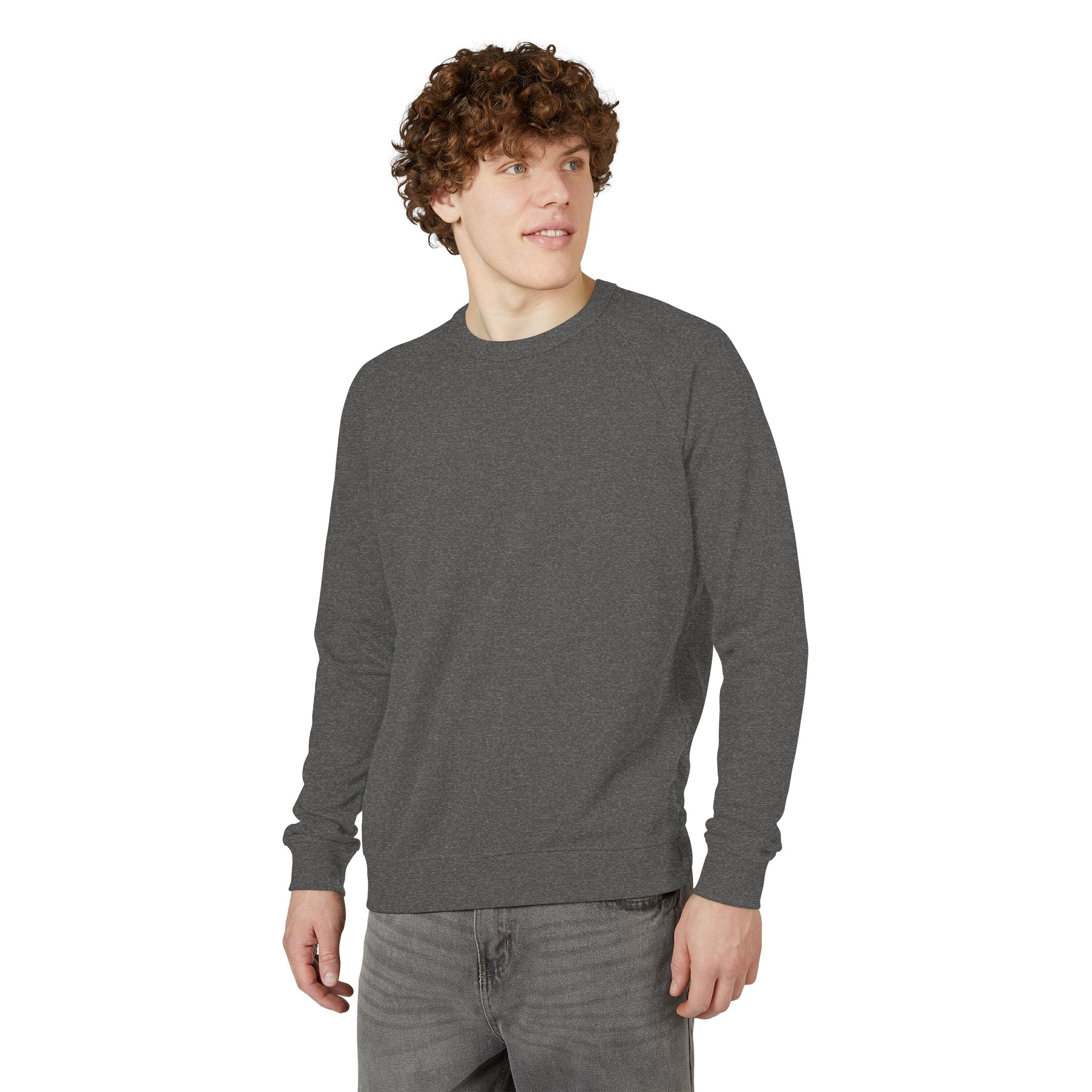 Heather Charcoal Raglan Crewneck Sweatshirt — Lightweight French Terry Pullover