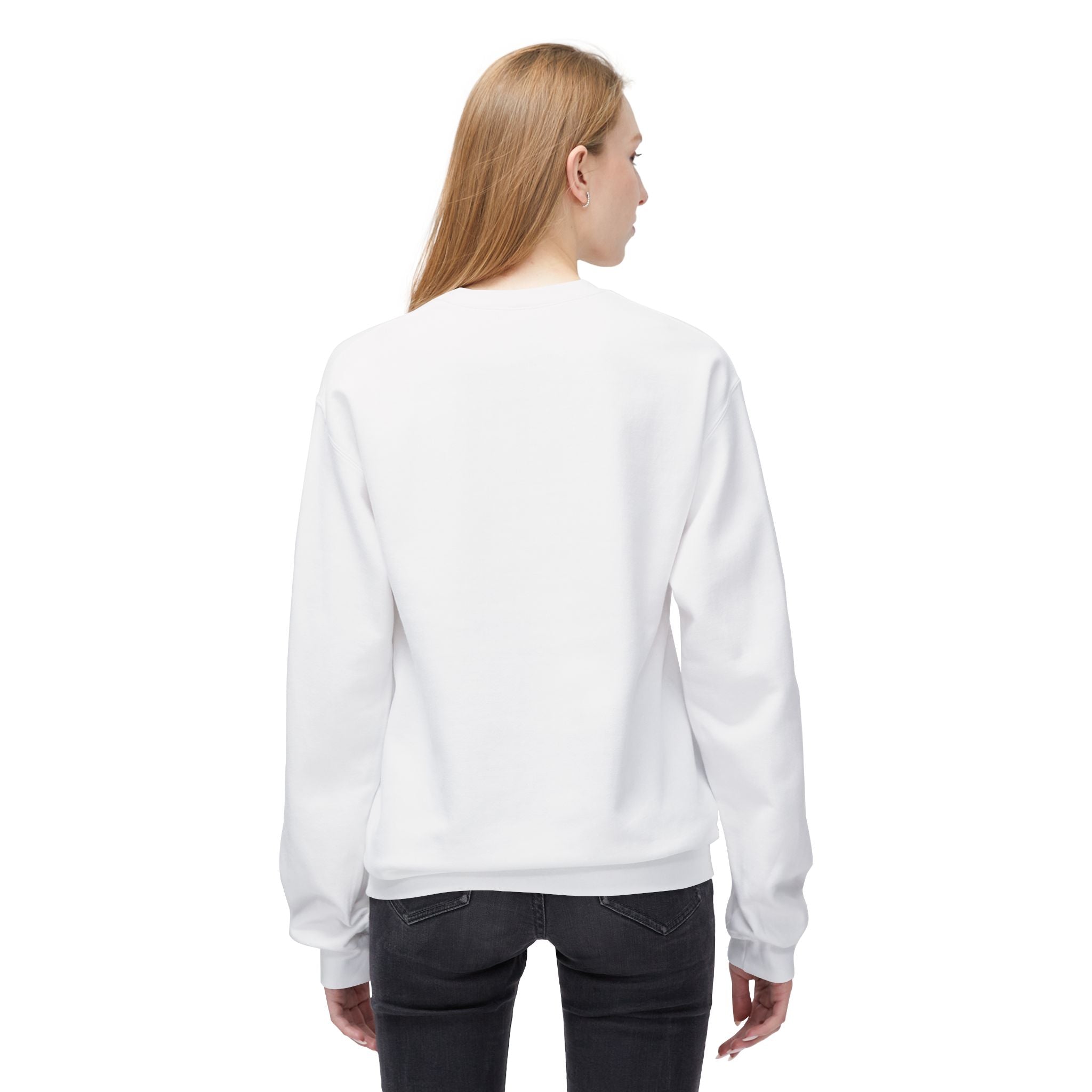 Classic White Crewneck Sweatshirt — Unisex Midweight Fleece
