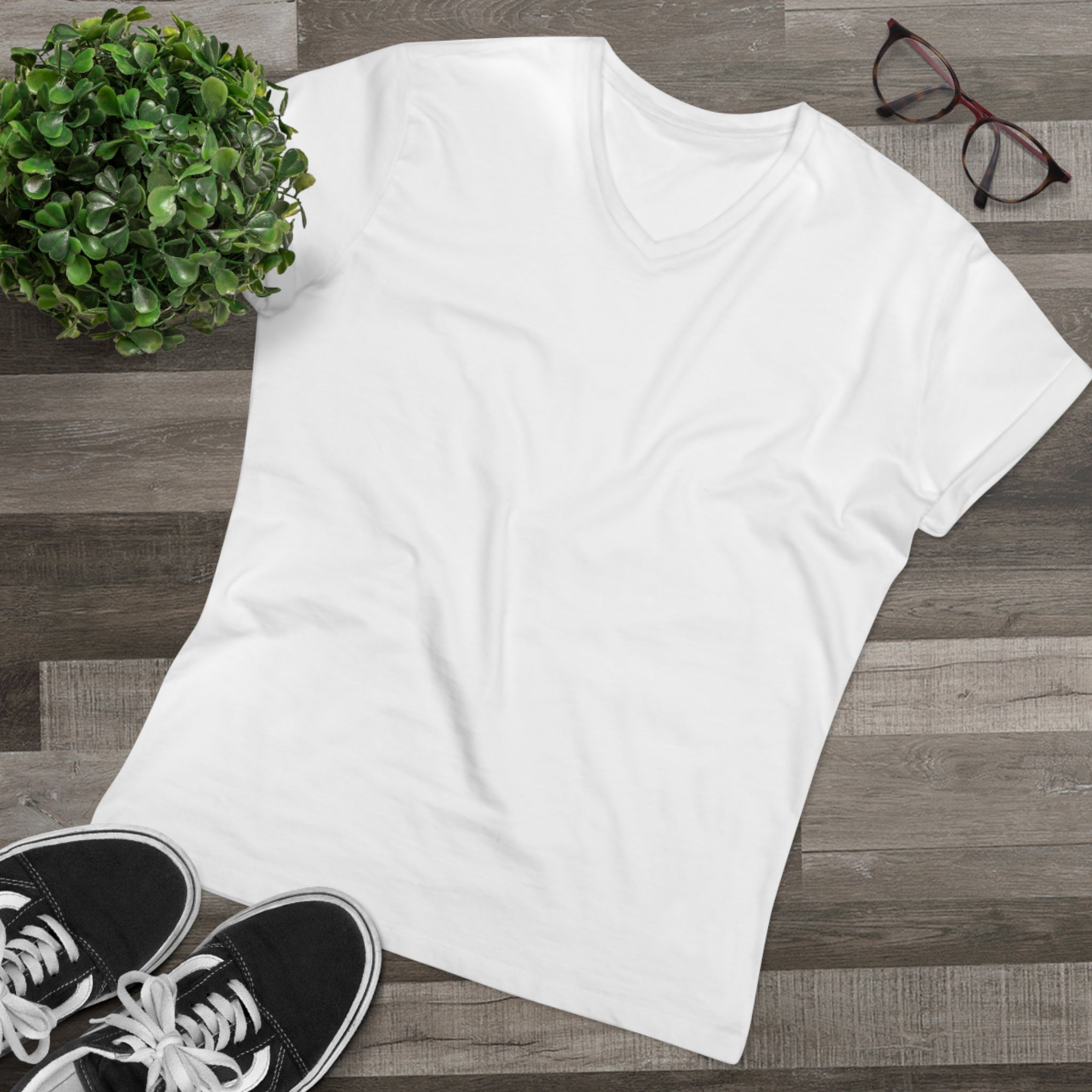 Men’s V-Neck Tee — Classic White Presenter Shirt