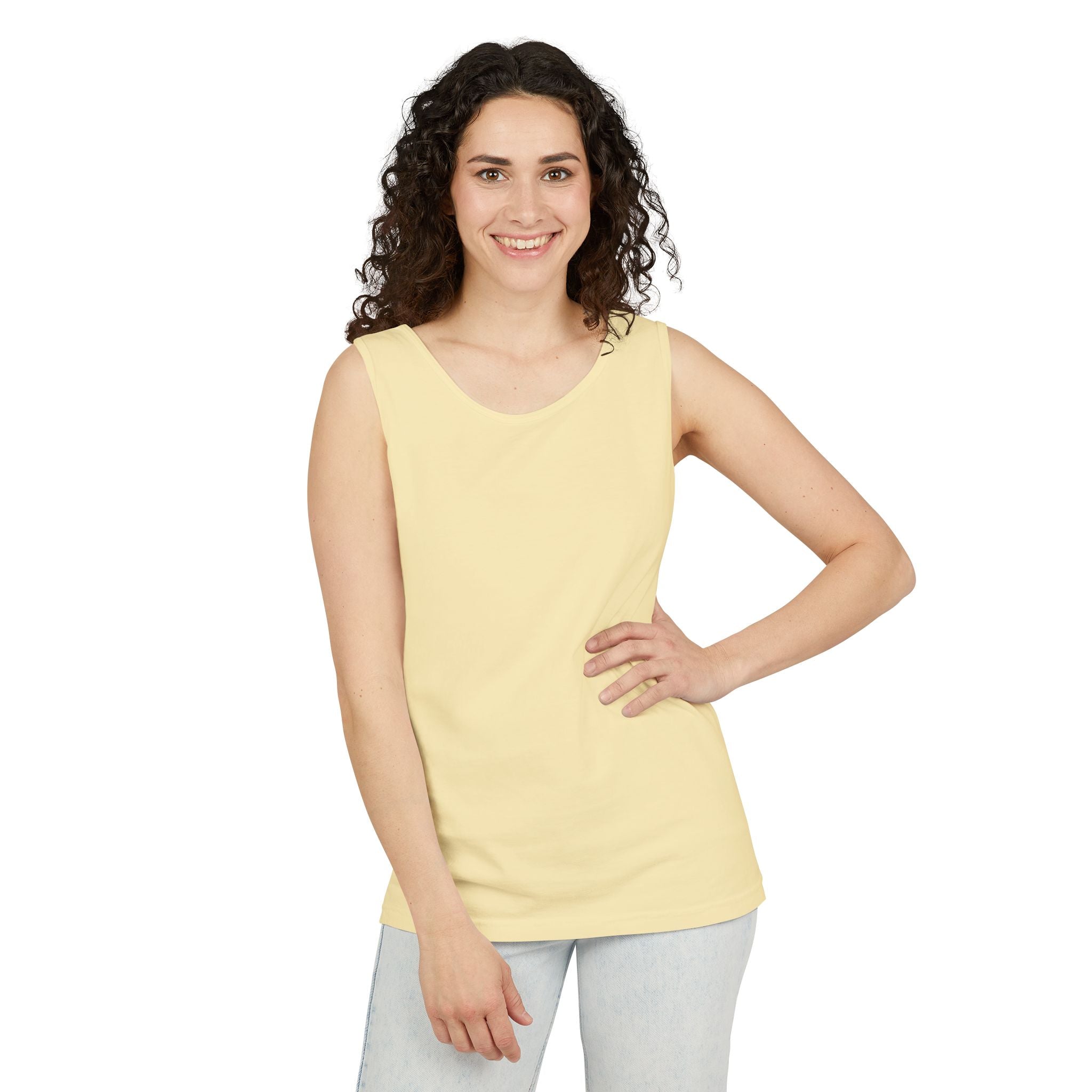 Plain White Tank Top — Lightweight Unisex Garment-Dyed Sleeveless Tee