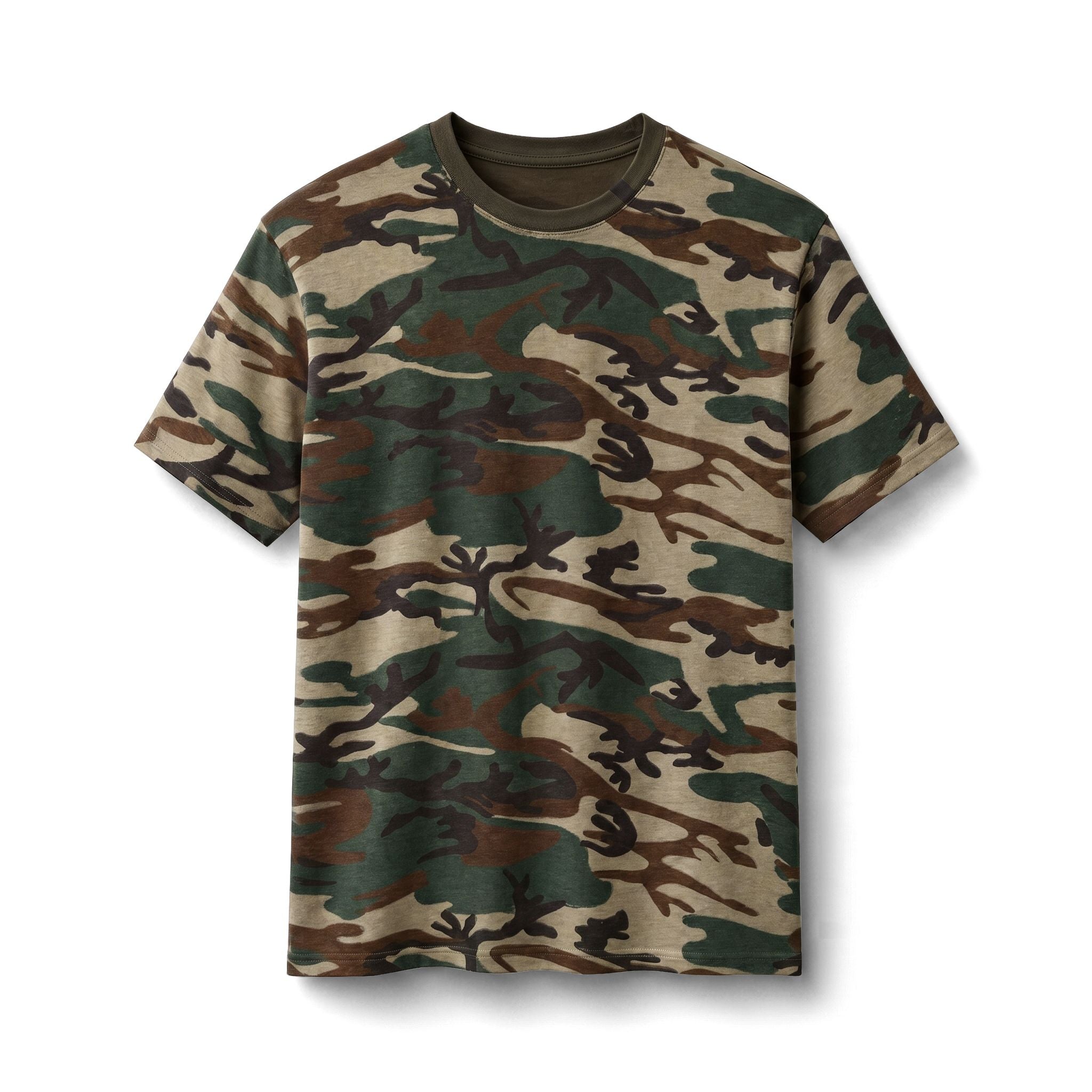 Camo Cotton Tee — Classic Green Woodland Camouflage Short-Sleeve Shirt