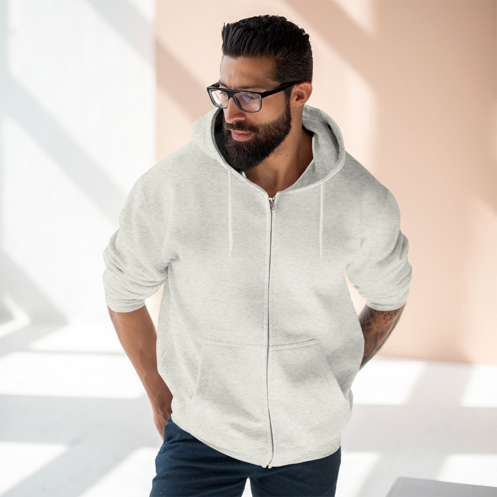 Classic White Zip Hoodie - Plain Full-Zip Hooded Sweatshirt
