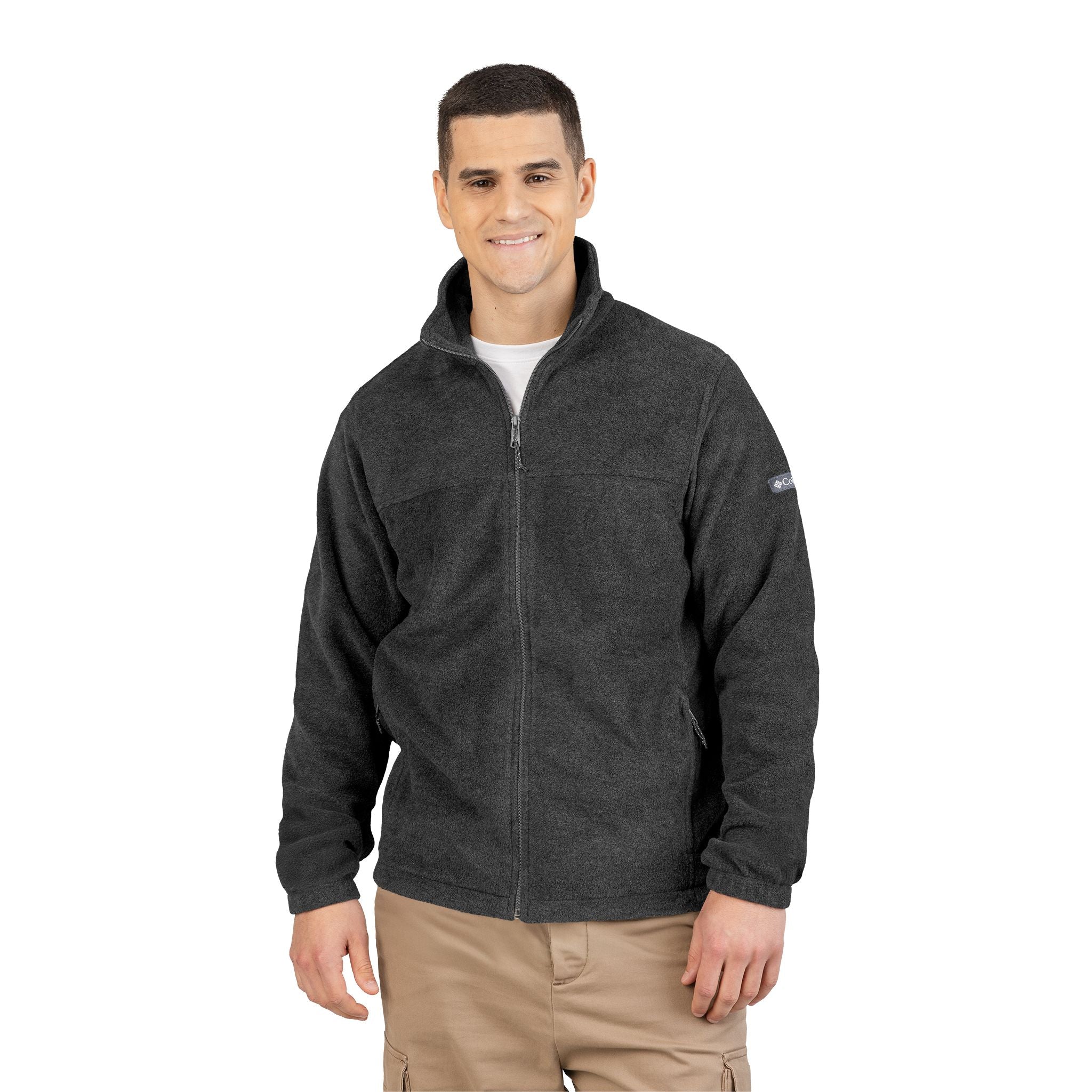 Embroidered Columbia Fleece Jacket - Classic Charcoal Zip-Up