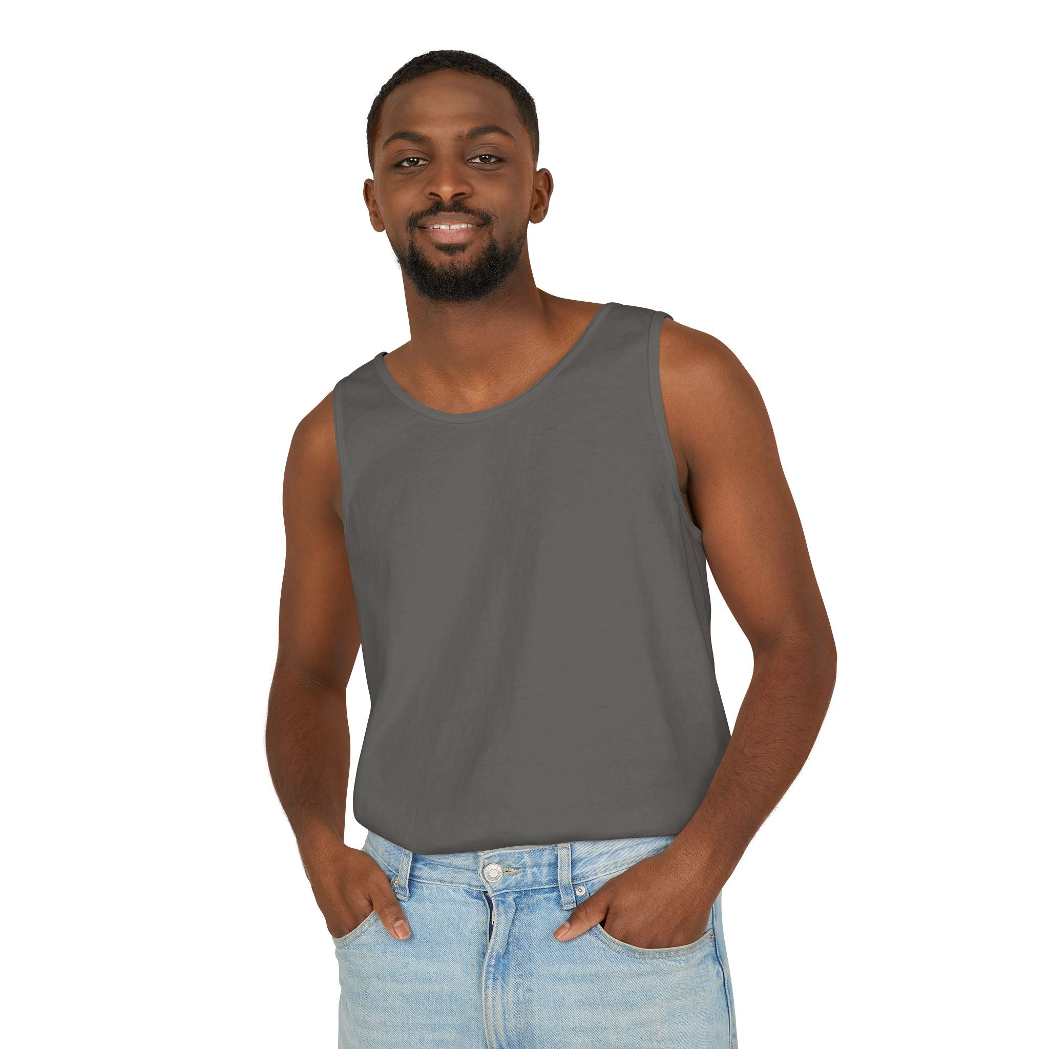 Plain White Tank Top — Lightweight Unisex Garment-Dyed Sleeveless Tee