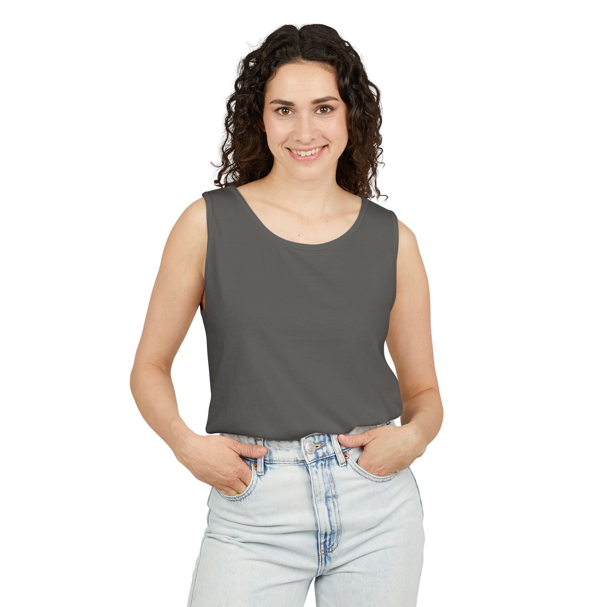 Plain White Tank Top — Lightweight Unisex Garment-Dyed Sleeveless Tee