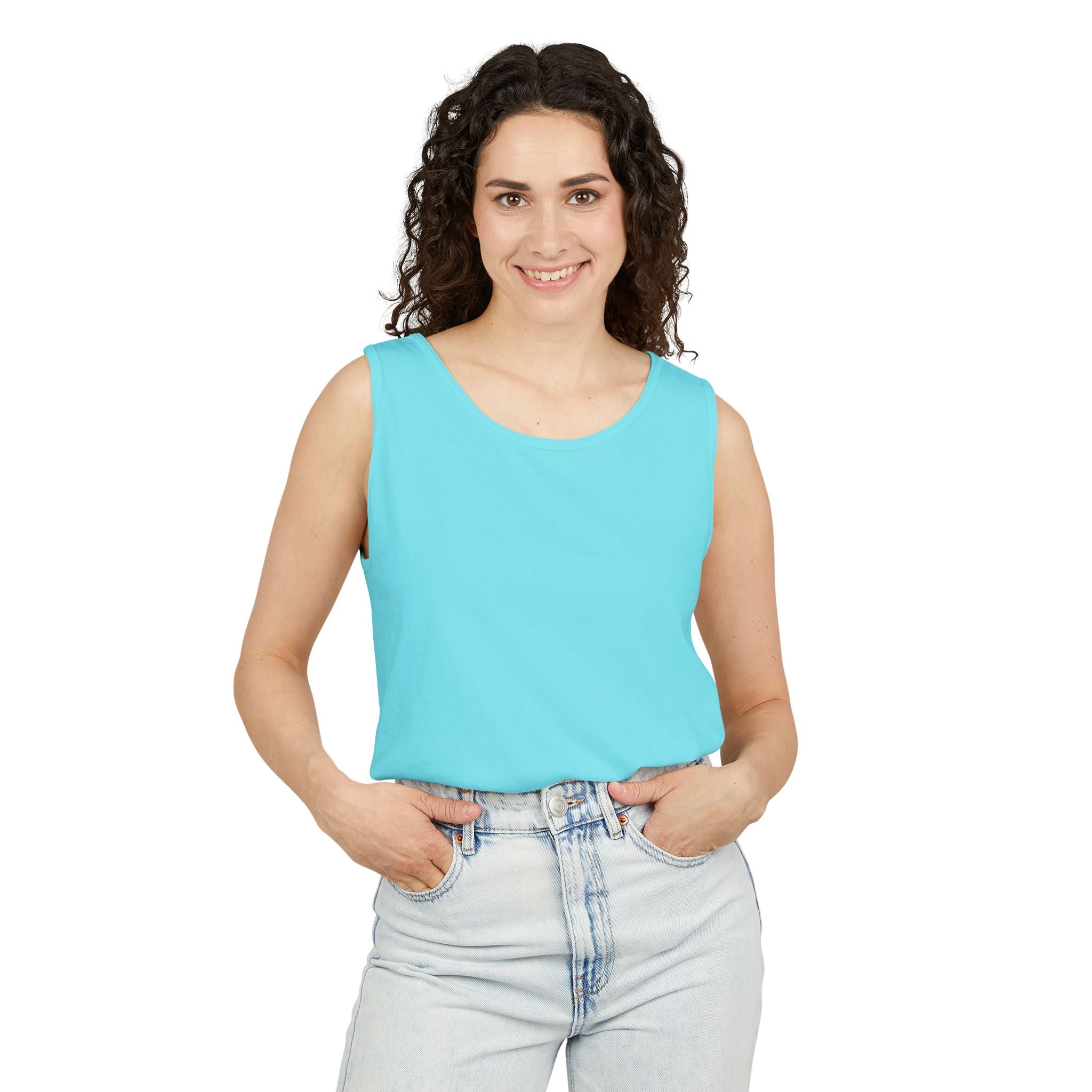 Plain White Tank Top — Lightweight Unisex Garment-Dyed Sleeveless Tee