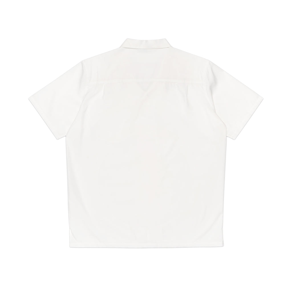Men's White Hawaiian Shirt — Classic Camp-Collar AOP Button-Up
