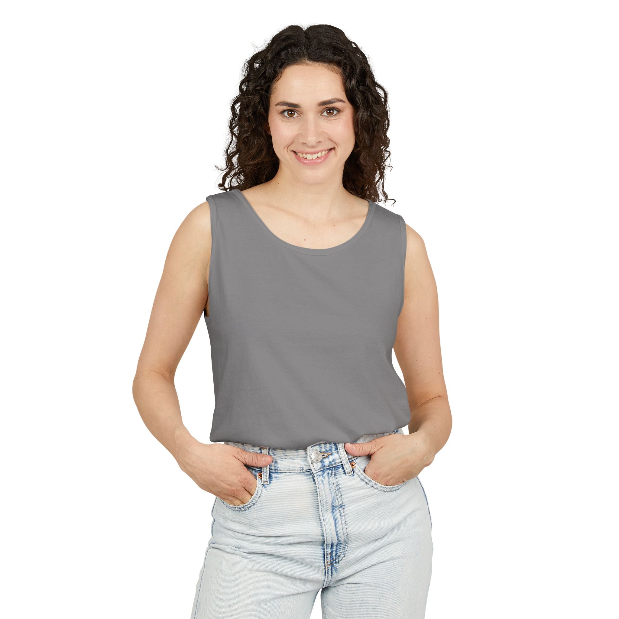 Plain White Tank Top — Lightweight Unisex Garment-Dyed Sleeveless Tee
