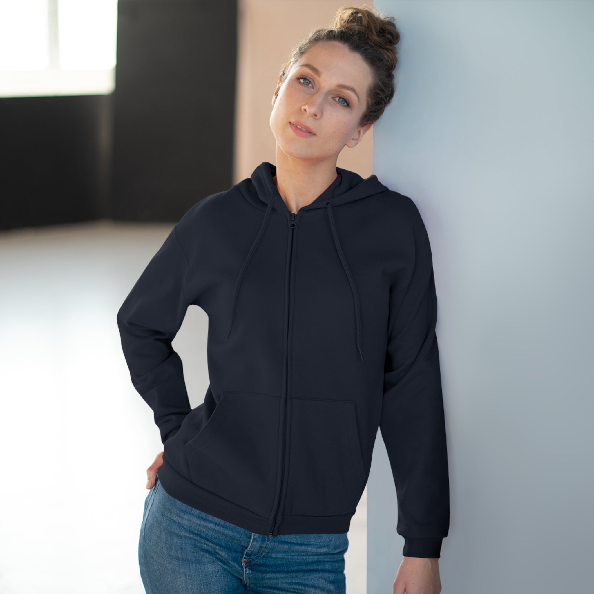 Zip Hoodie — Classic Navy Full‑Zip Hooded Sweatshirt
