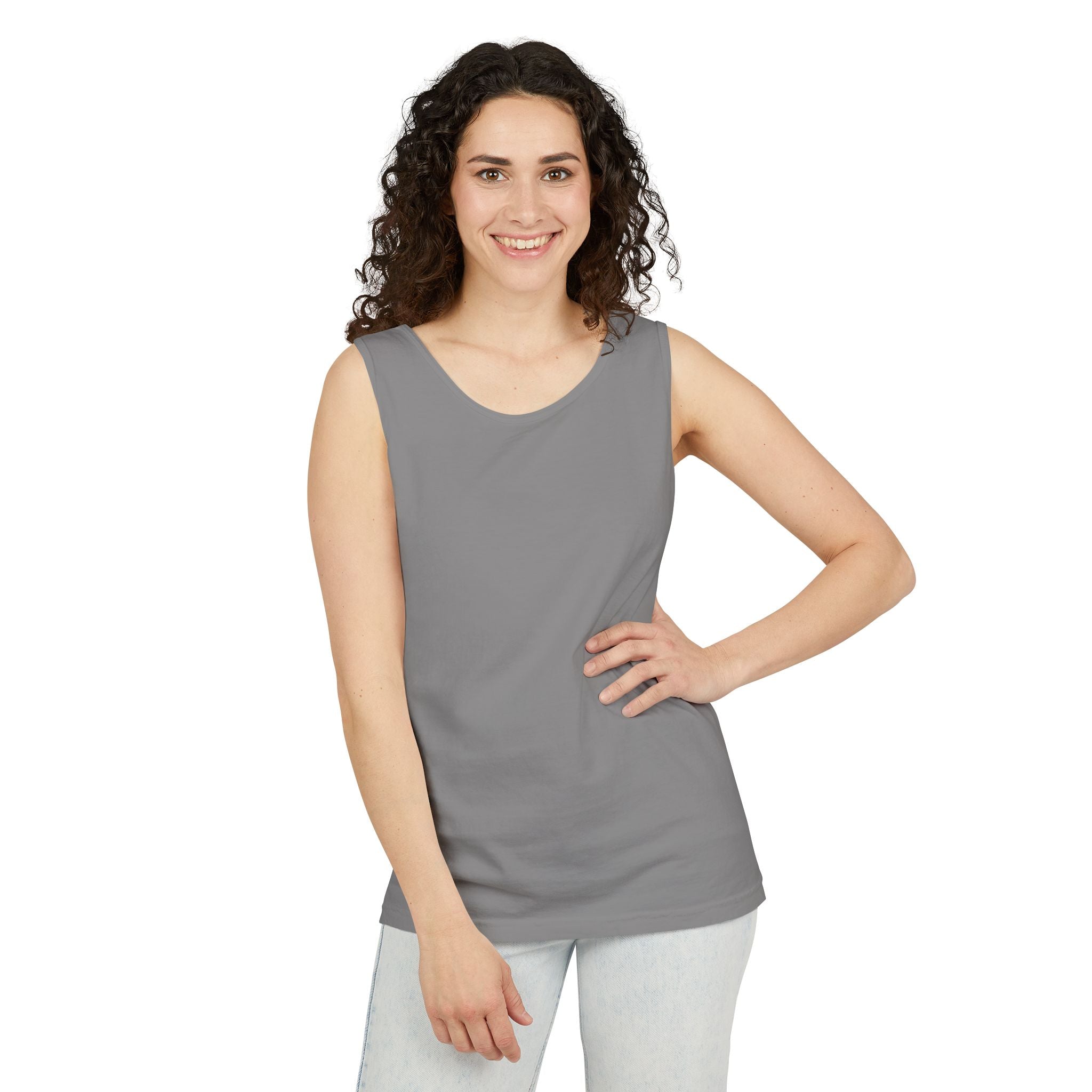 Plain White Tank Top — Lightweight Unisex Garment-Dyed Sleeveless Tee
