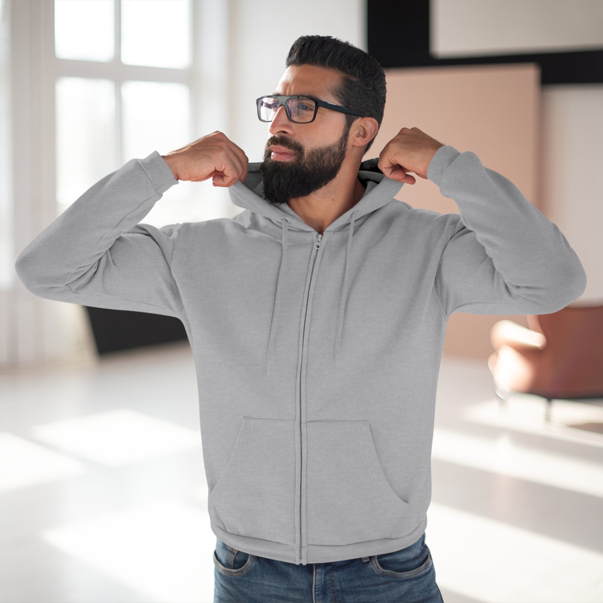 Zip Hoodie — Classic Navy Full‑Zip Hooded Sweatshirt