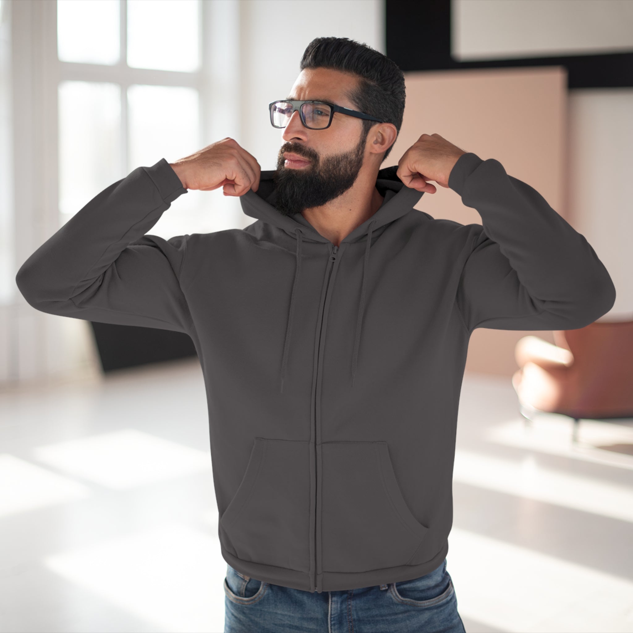 Zip Hoodie — Classic Navy Full‑Zip Hooded Sweatshirt