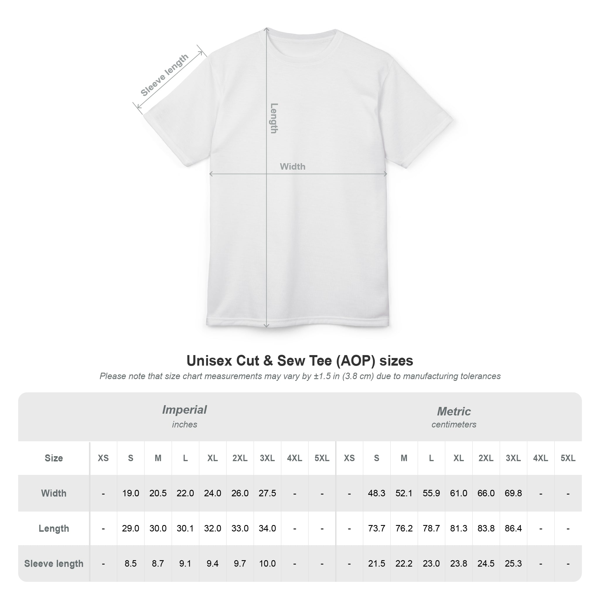 All-Over Print Cut & Sew Tee — Custom AOP Graphic Shirt
