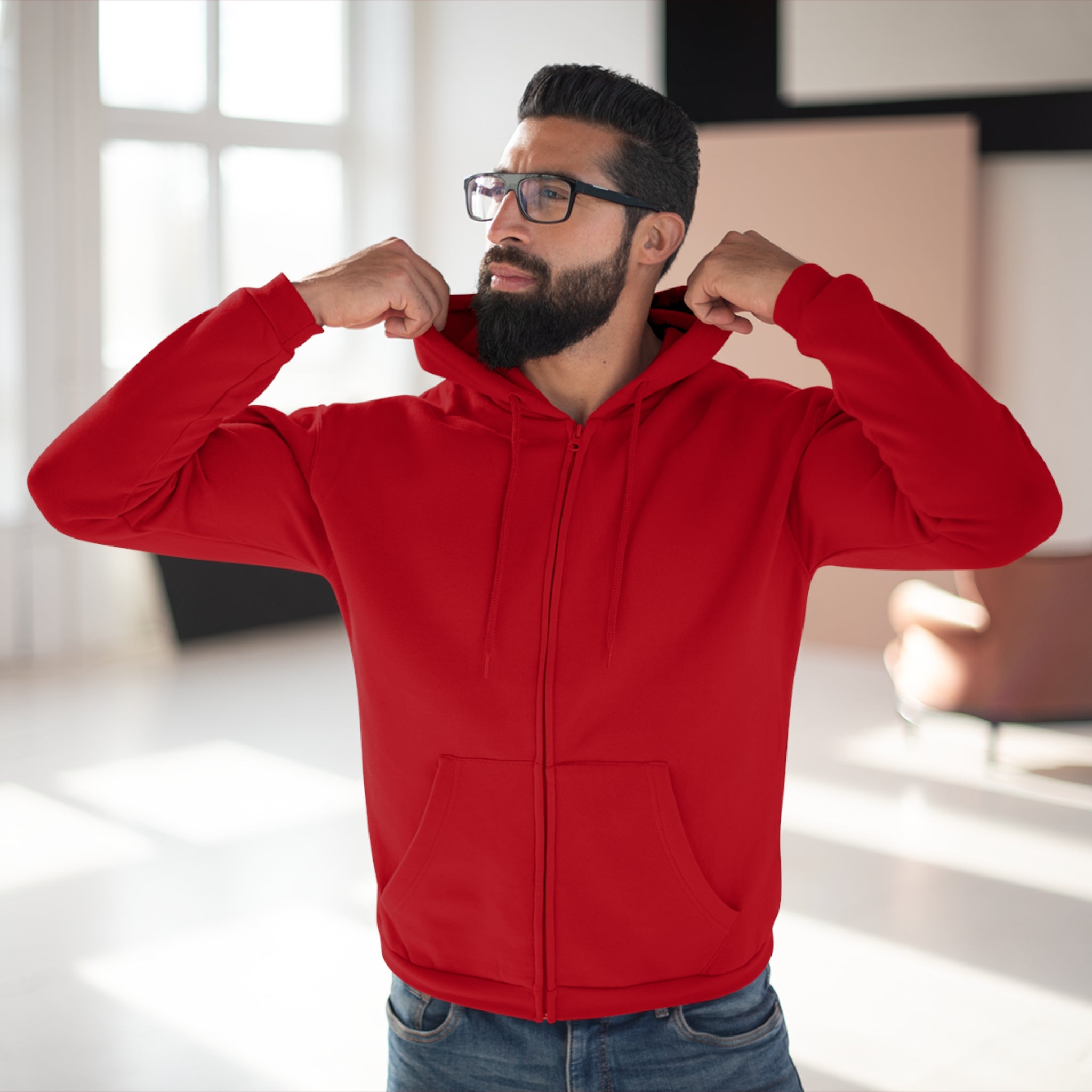 Zip Hoodie — Classic Navy Full‑Zip Hooded Sweatshirt