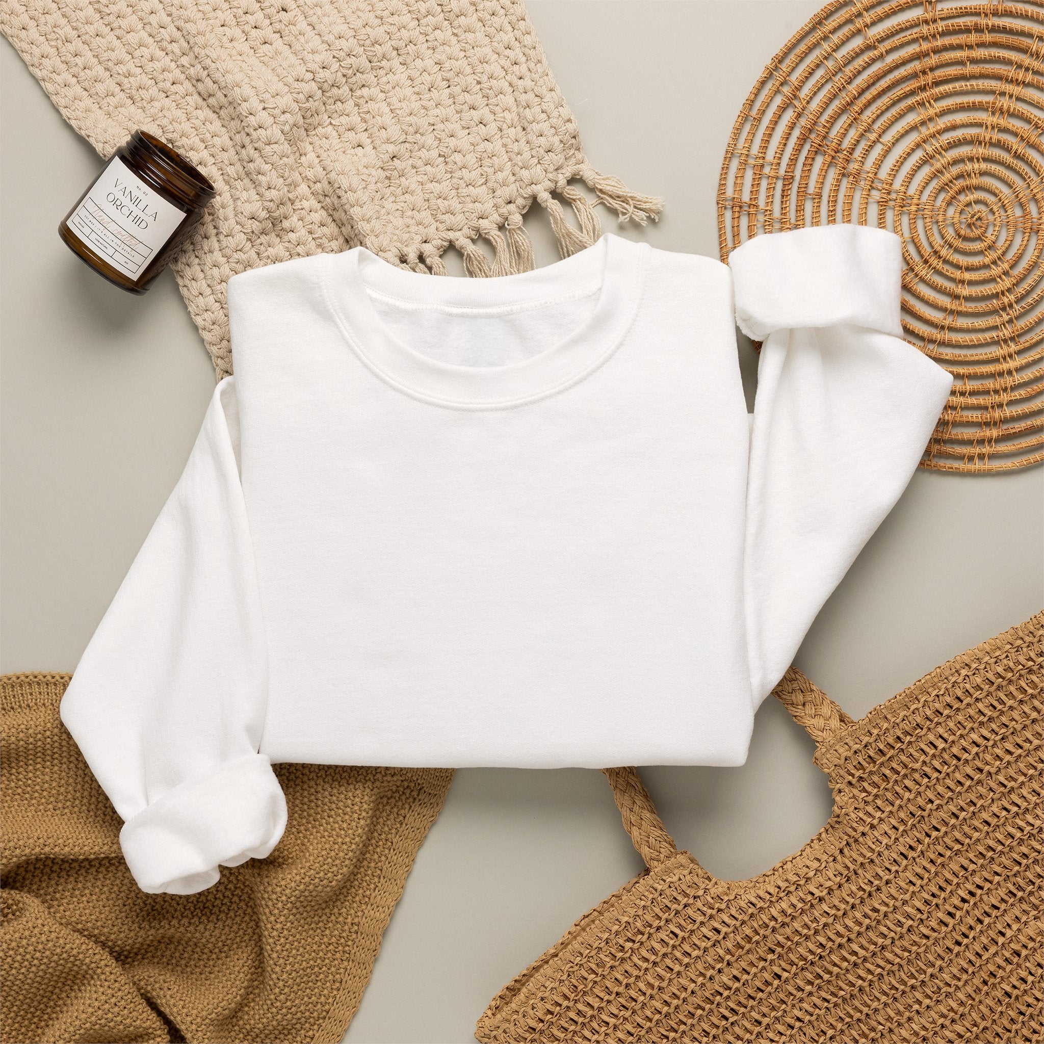 Crewneck Sweatshirt – Minimal White Classic Crewneck