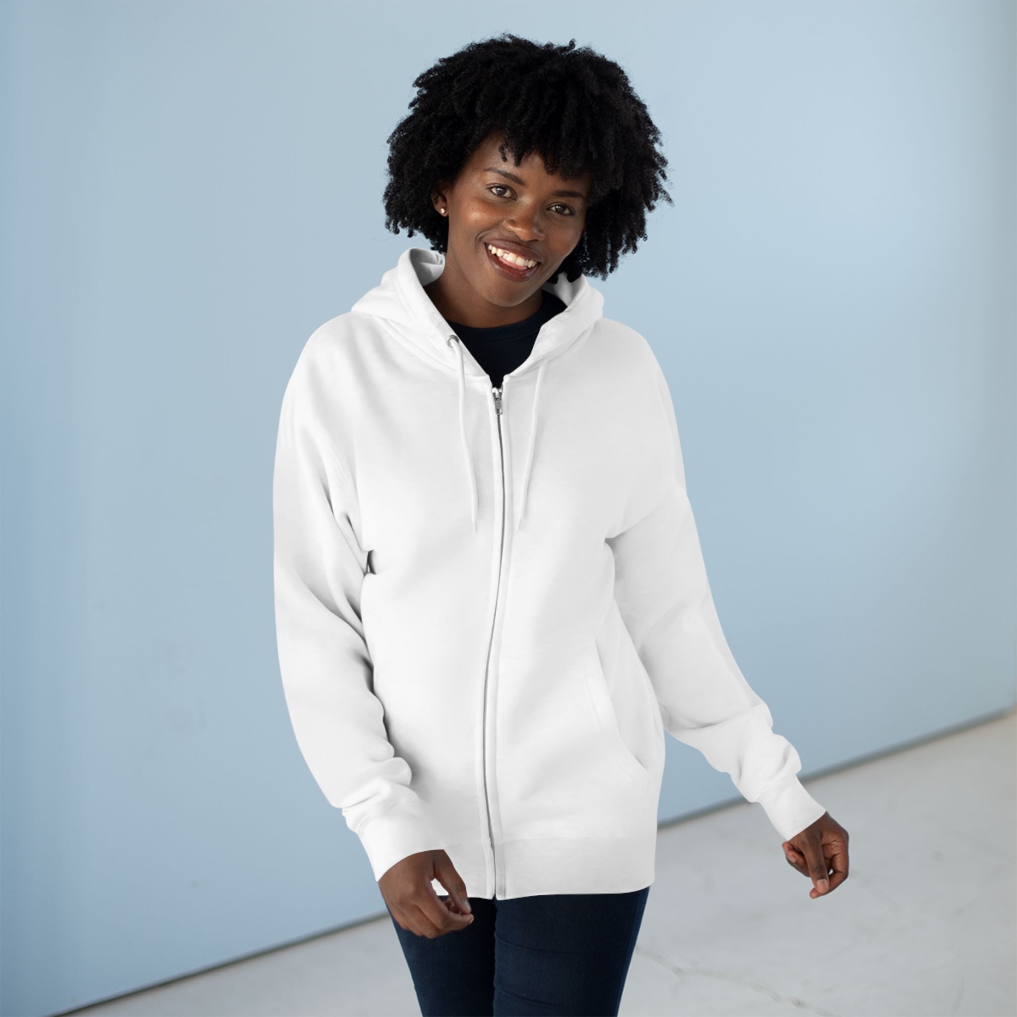 Classic White Zip Hoodie - Plain Full-Zip Hooded Sweatshirt