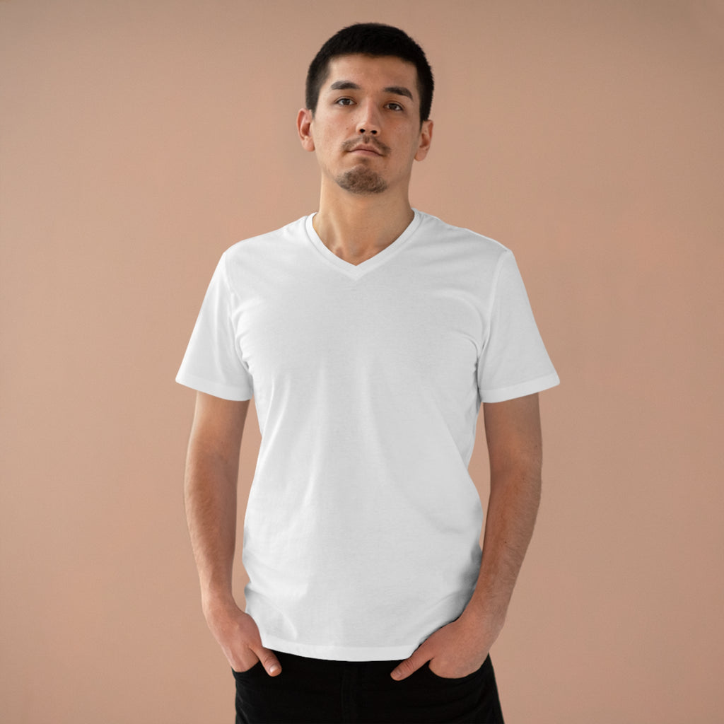 Men’s V-Neck Tee — Classic White Presenter Shirt