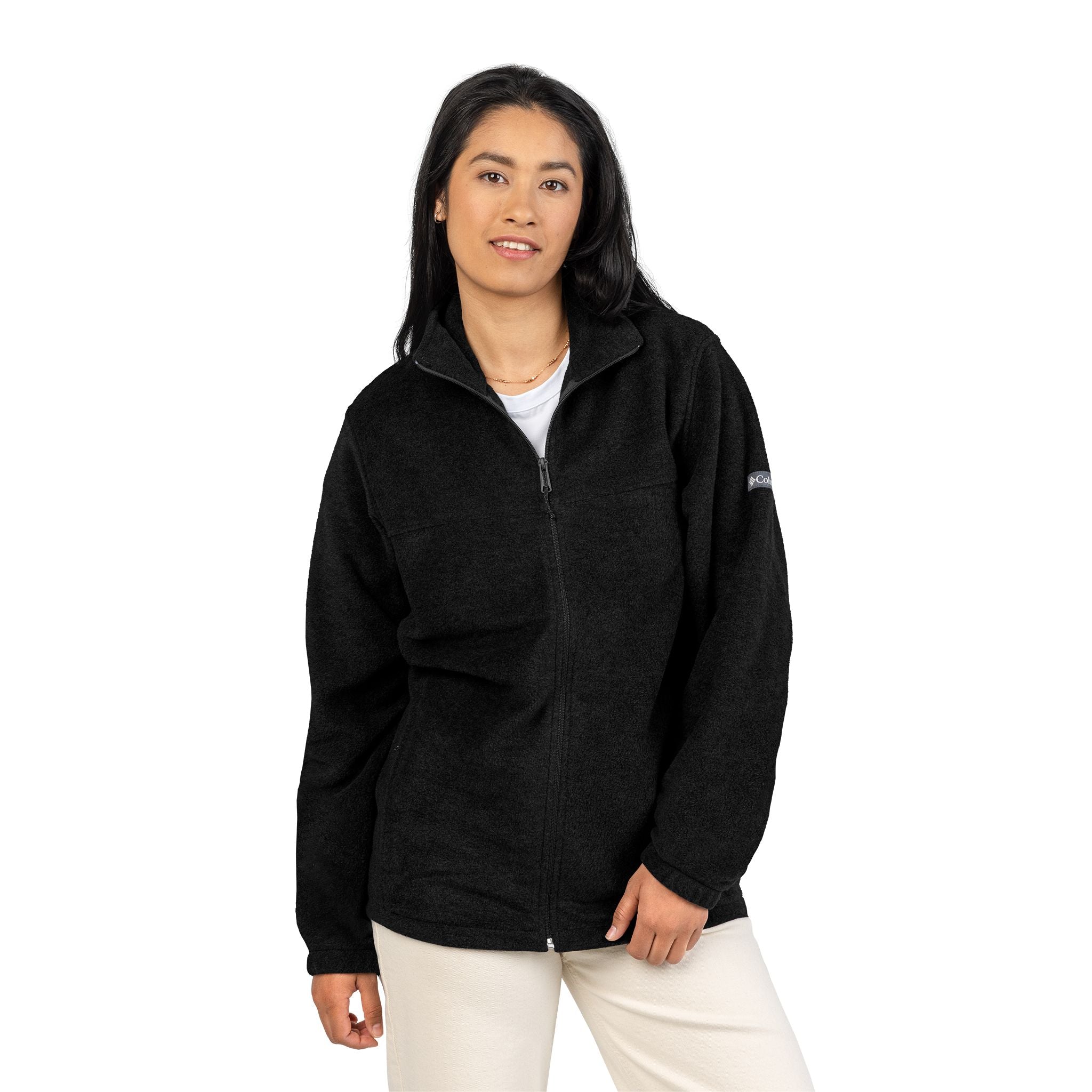 Embroidered Columbia Fleece Jacket - Classic Charcoal Zip-Up