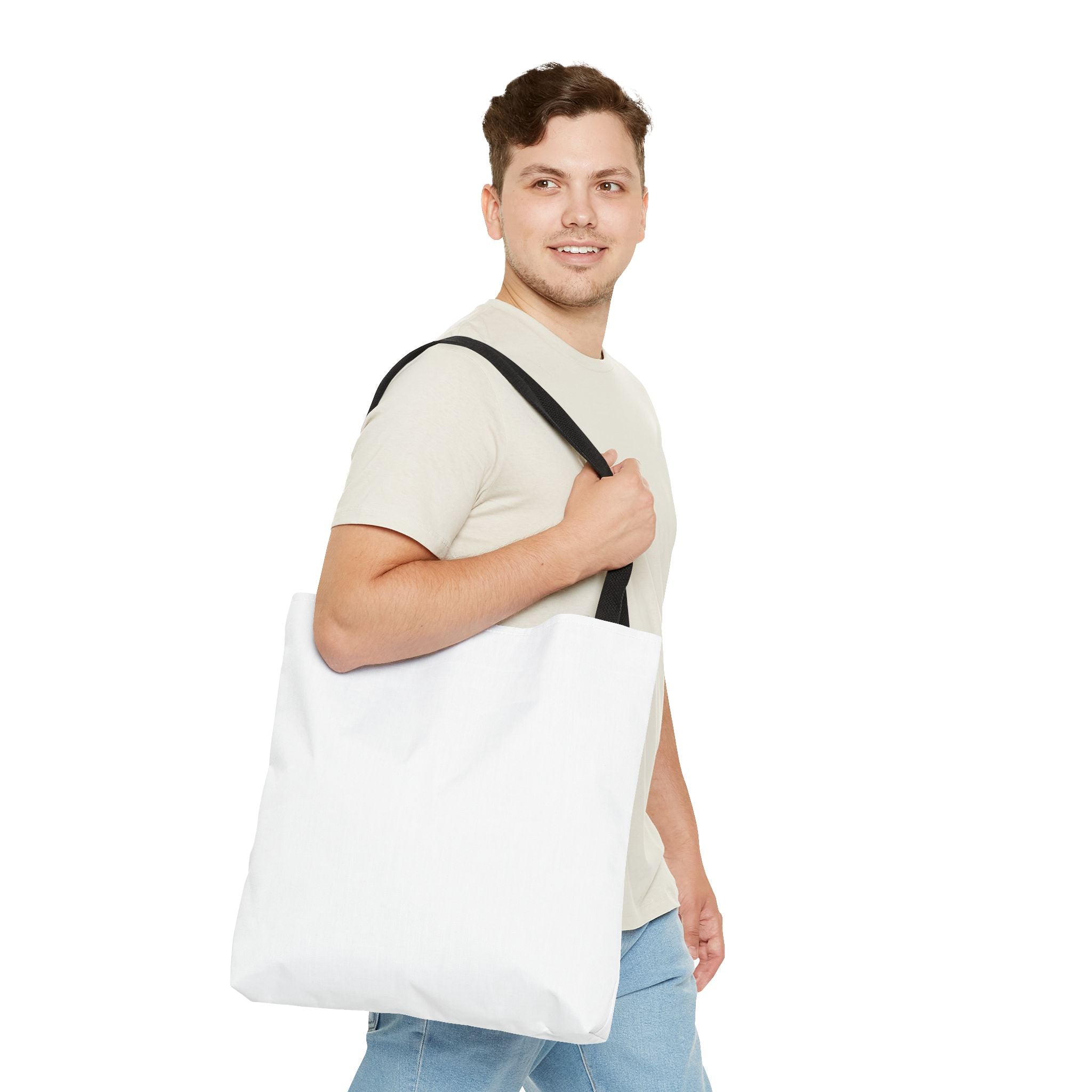 Custom All-Over Print Tote Bag — Blank White Canvas Shoulder Tote