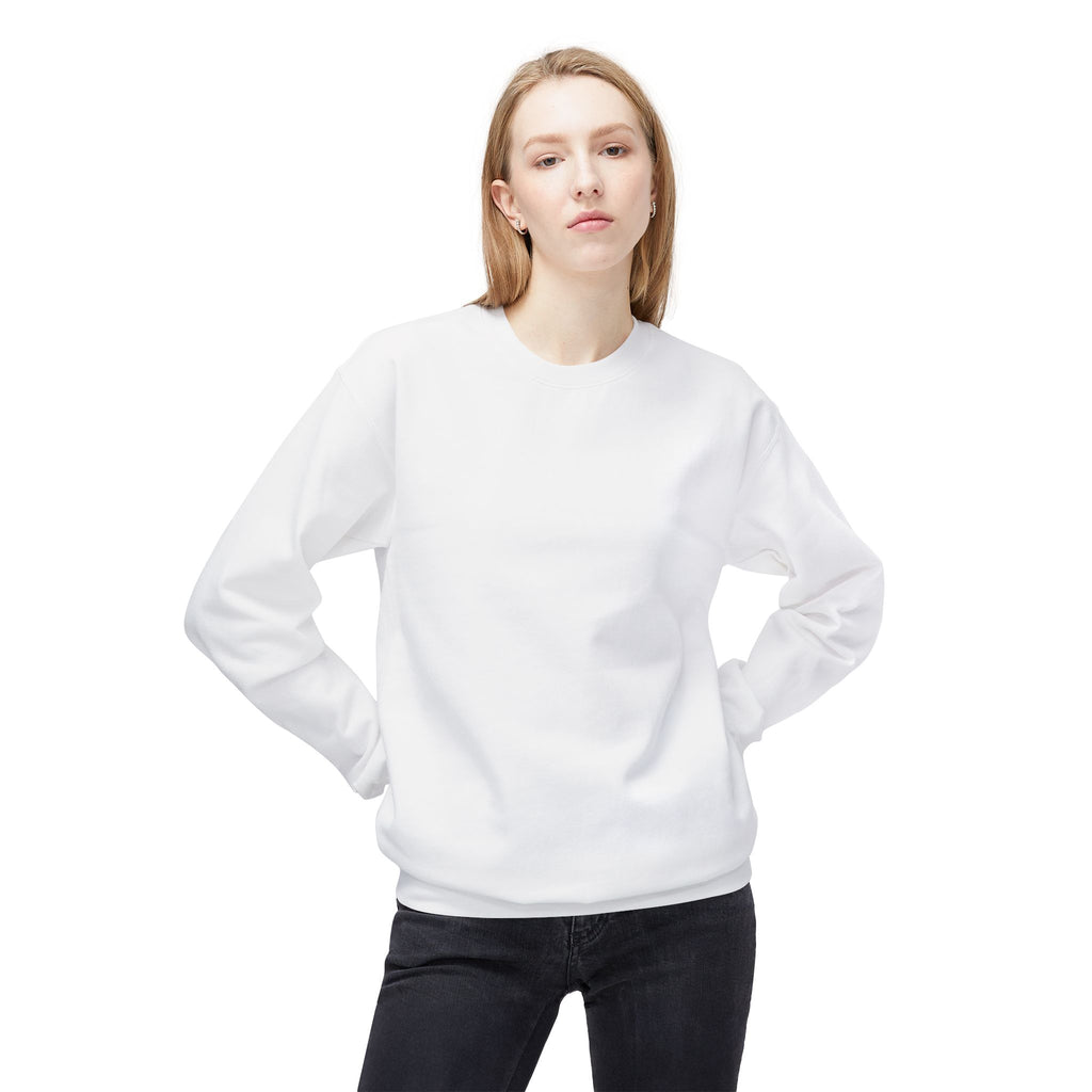 Classic White Crewneck Sweatshirt — Unisex Midweight Fleece