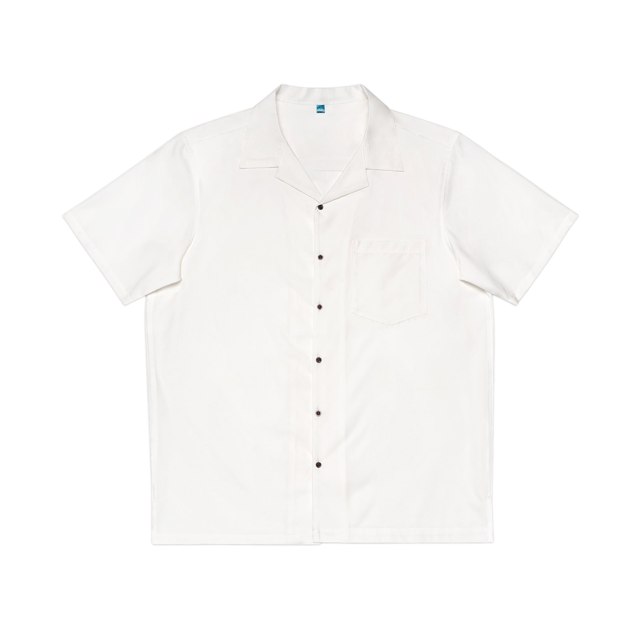 Men's White Hawaiian Shirt — Classic Camp-Collar AOP Button-Up