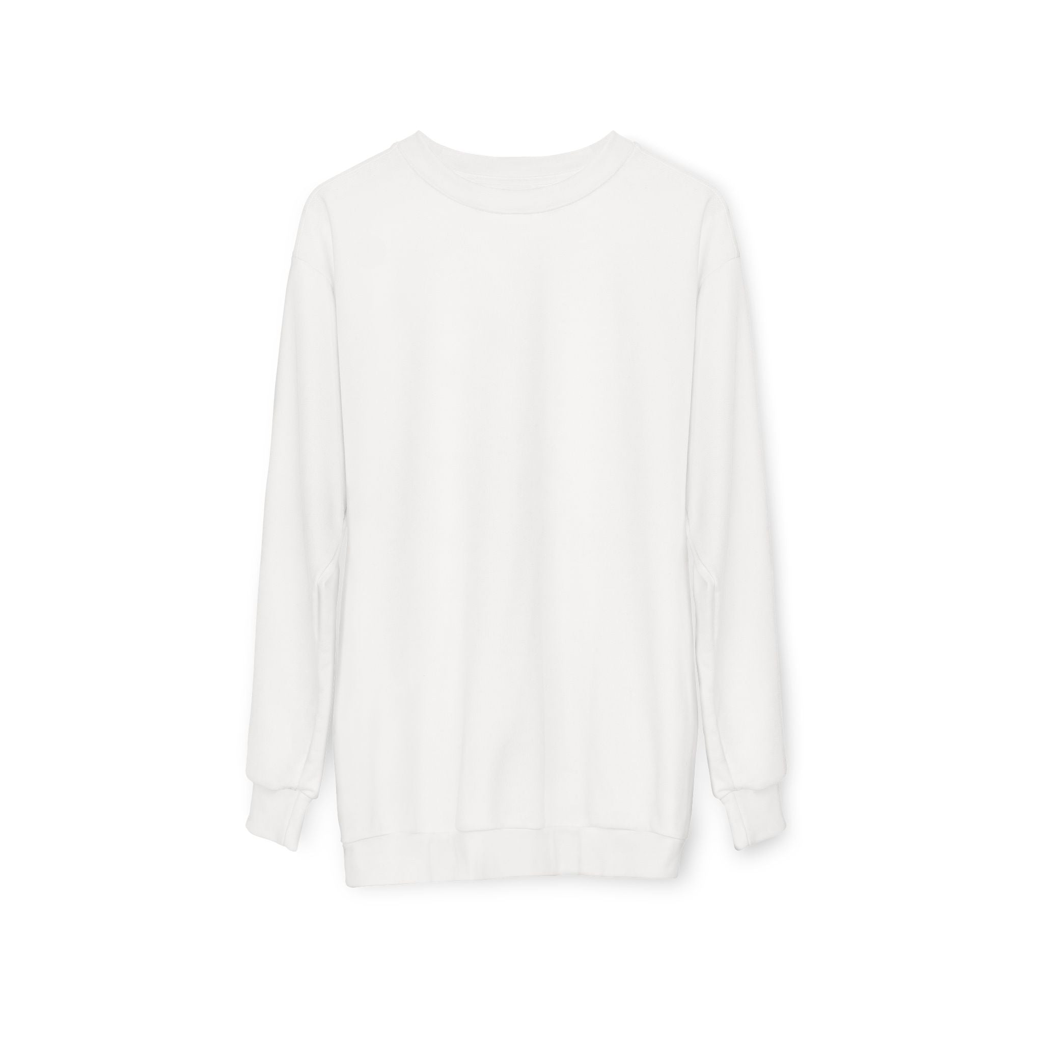 Classic White Crewneck Sweatshirt — All-Over Print Blank Base for Custom Designs