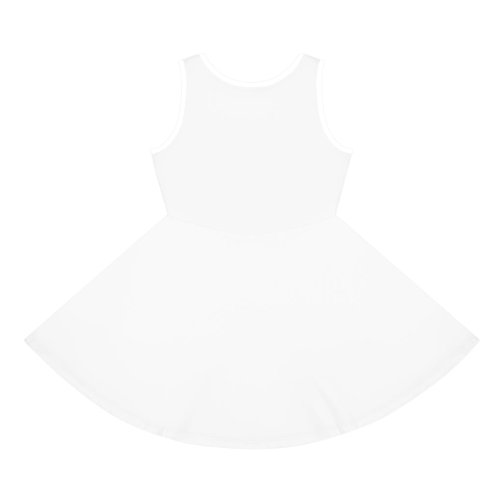 Girls' Sleeveless Sundress – Cute Plain White AOP Skater Dress for Kids