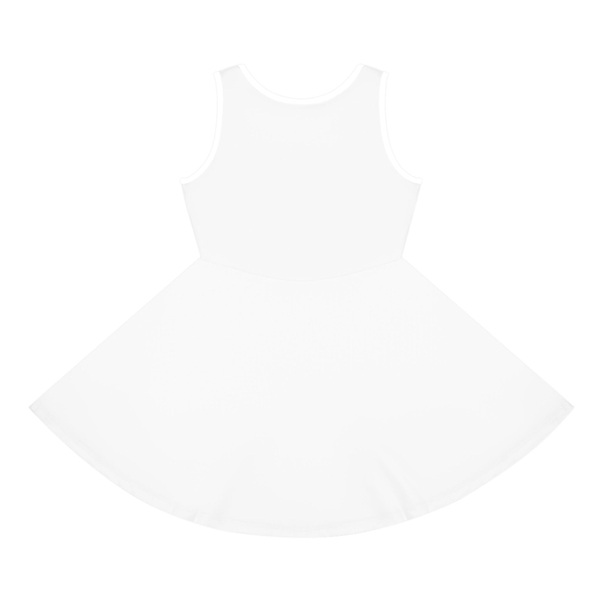 Girls' Sleeveless Sundress – Cute Plain White AOP Skater Dress for Kids