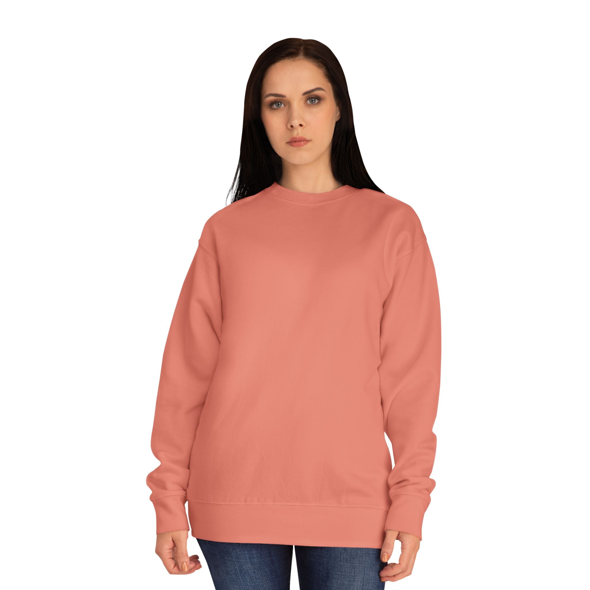 Crewneck Sweatshirt – Classic Coral Crew Sweatshirt, Cozy Everyday Pullover