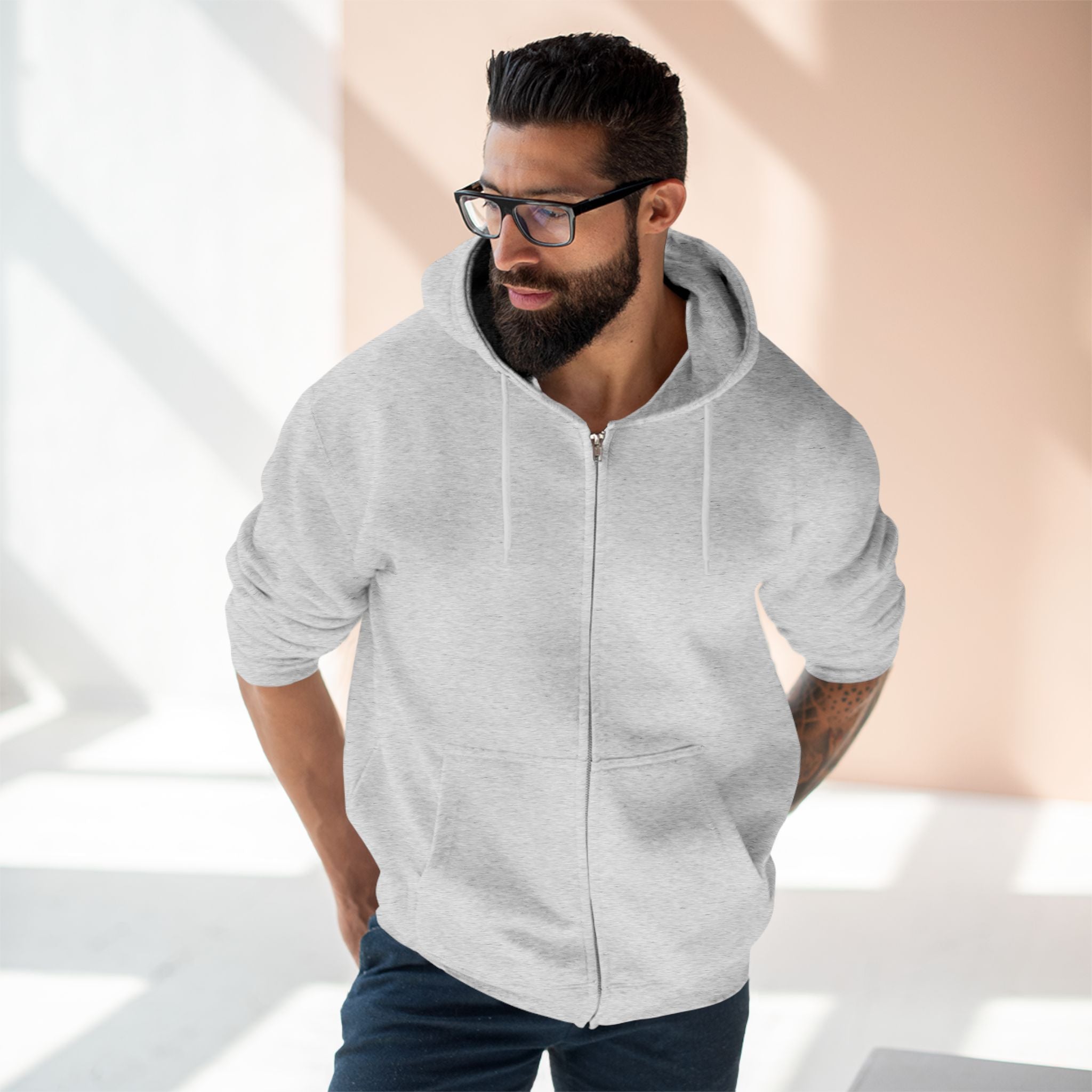 Classic White Zip Hoodie - Plain Full-Zip Hooded Sweatshirt