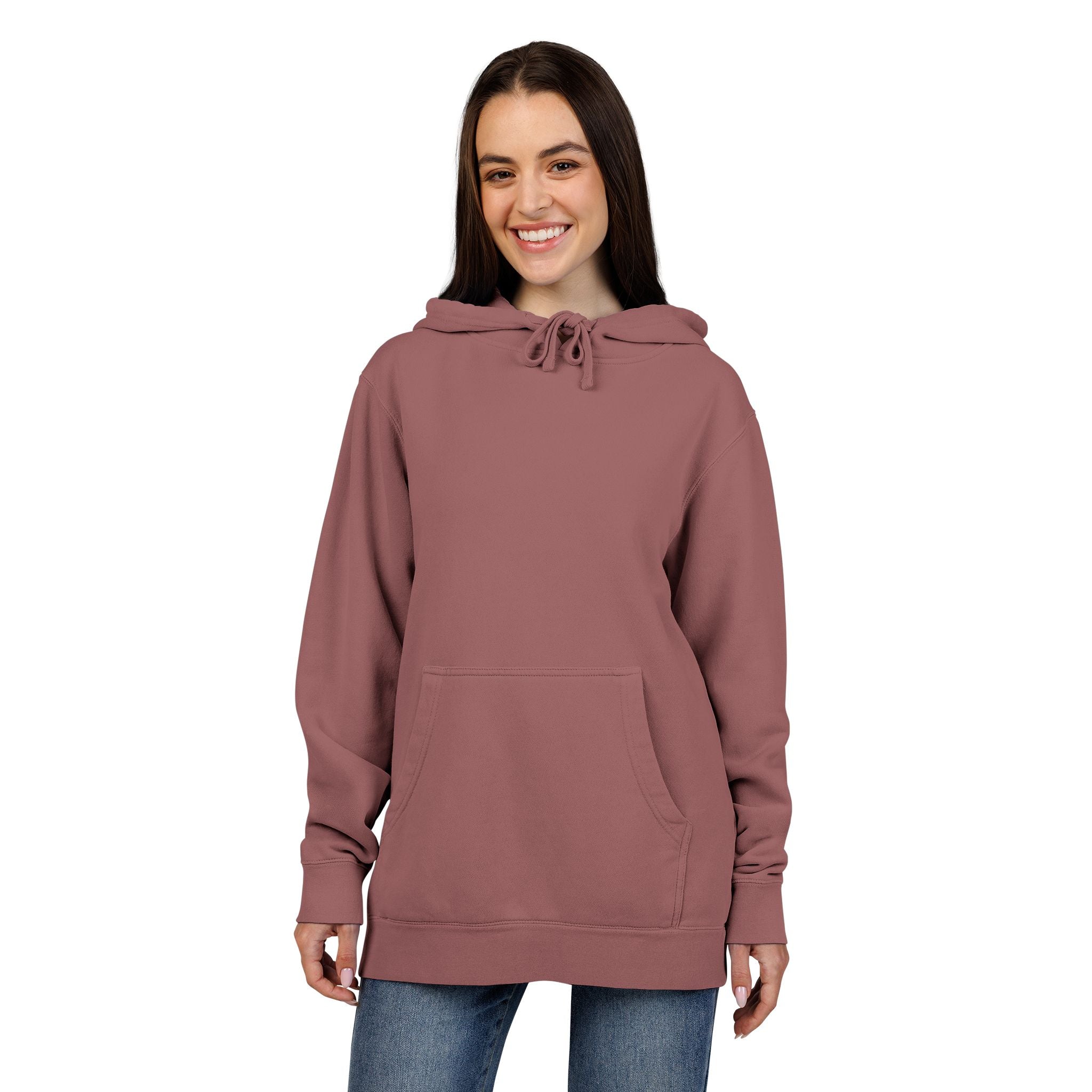 Pigment-Dyed Hoodie — Washed Blush Pullover Hooded Sweatshirt