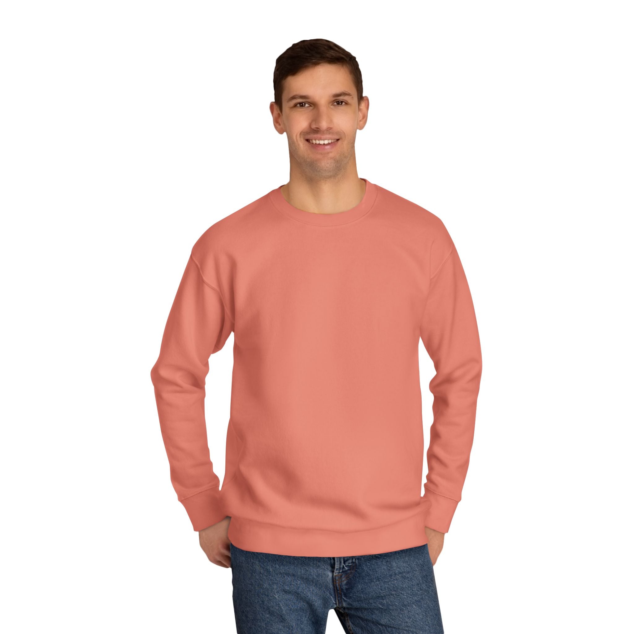 Crewneck Sweatshirt – Classic Coral Crew Sweatshirt, Cozy Everyday Pullover